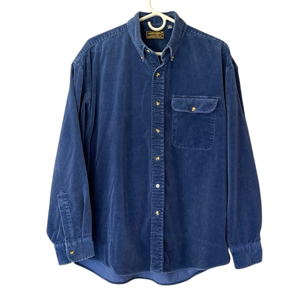 VTG 90s Eddie Bauer Classic Blue Heavy Corduroy Shirt Outdoors Gorpcore Layering